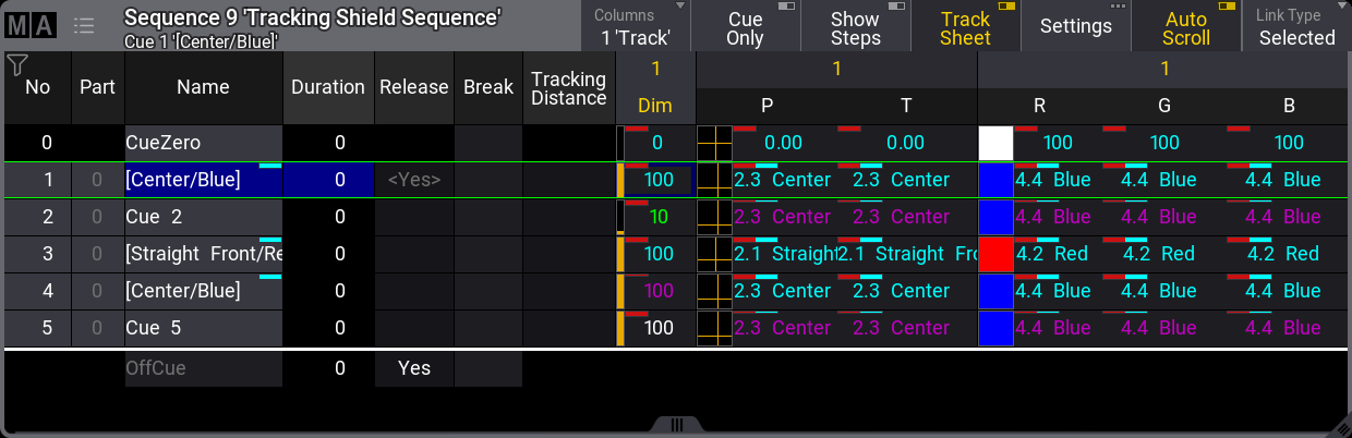 Tracking Shield Example 2 - Result using "Above Zero" option