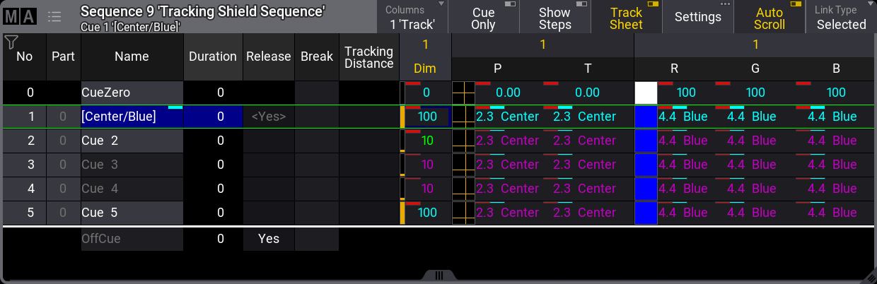 Tracking Shield Example 2 - Sequence Starting Point