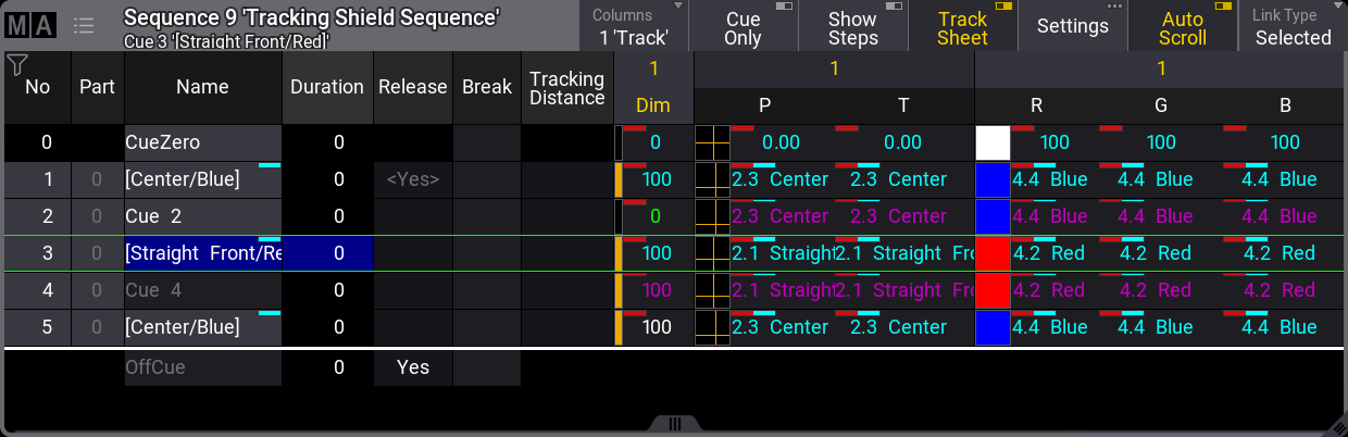 Tracking Shield Example - Result using "From Zero" option