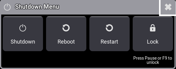 Shutdown Menu buttons are shown