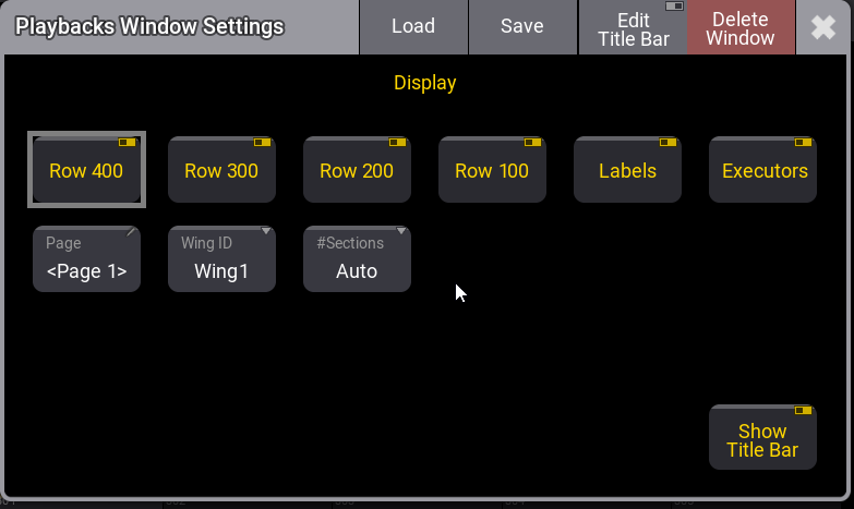 Playback window settings