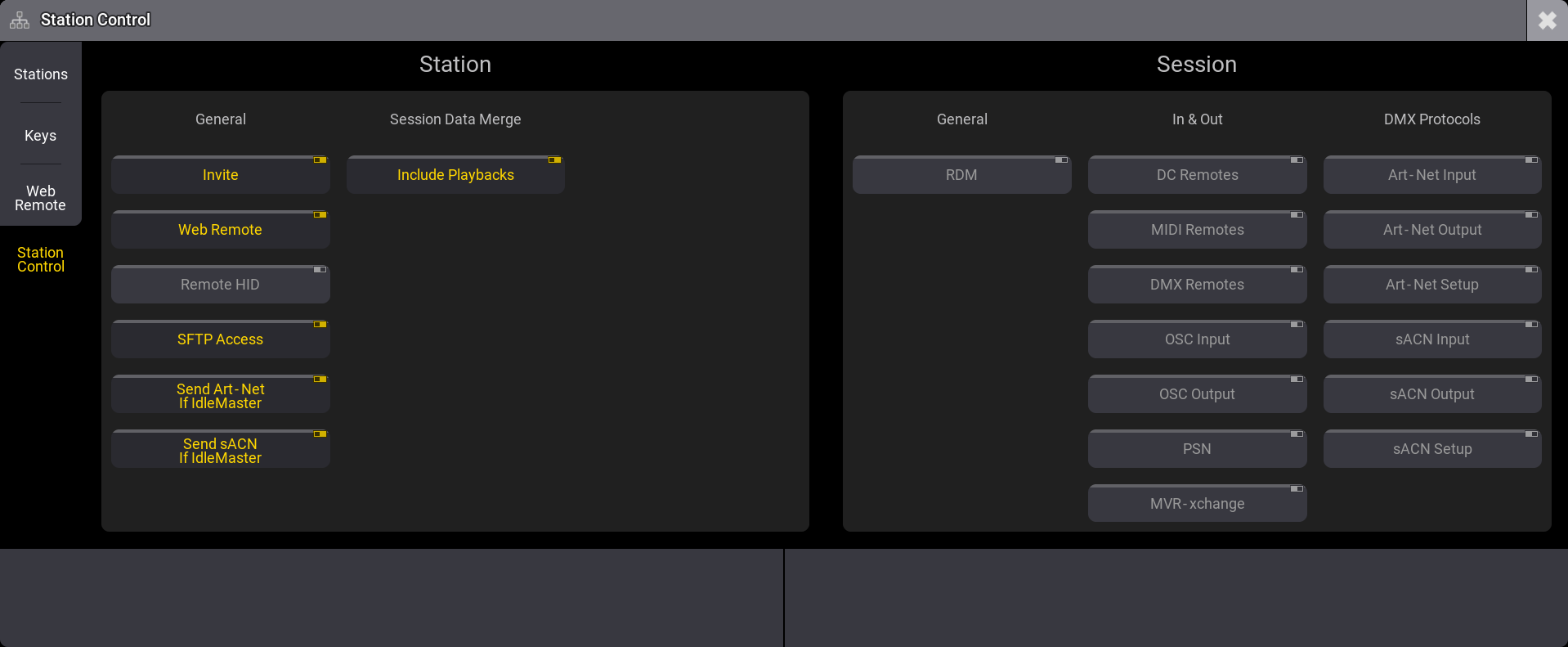 This image shows the Station Control menu.