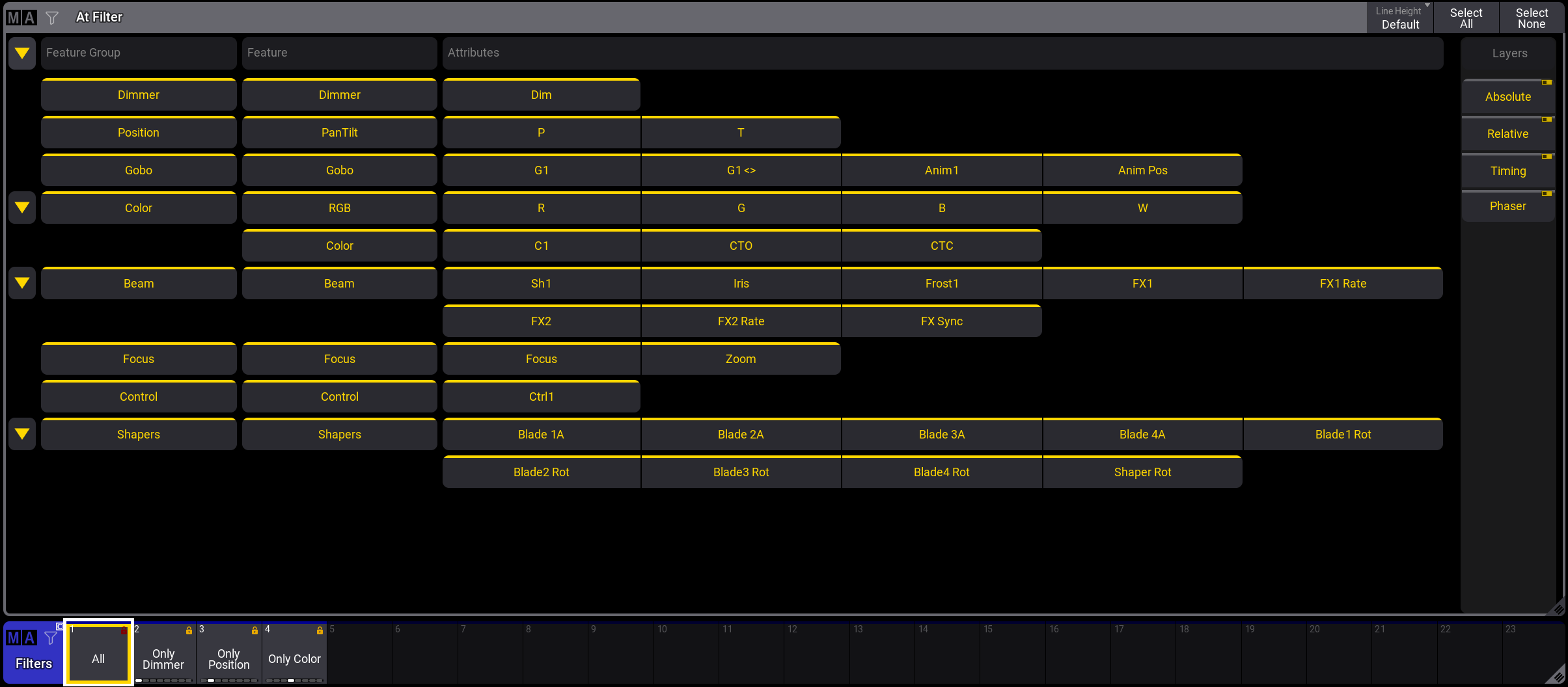 At Filter window and Filter pool with a default All filter enabled.​