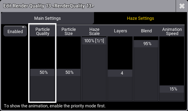 The Render Quality Editor on the Haze Settings tab.