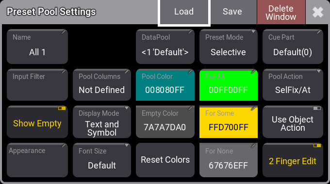 Preset Pool Settings pop-up showing all the settings for a preset pool.