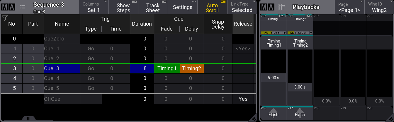 Example showing the Timing masters in use.