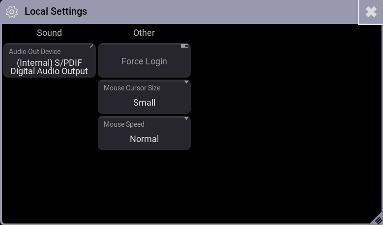 Local settings are open